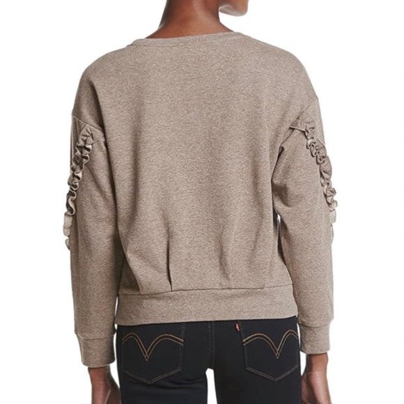 VINTAGE AMERICA BLUES Ruffles Cropped Embroidered Beaded Marled Top M - Picture 3 of 11